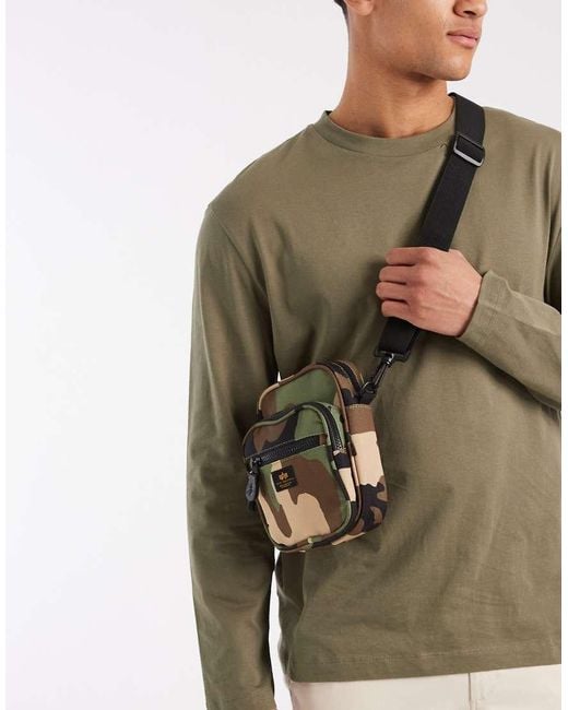Alpha Industries Green Messenger Bag for men