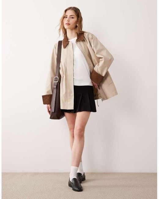 Y.A.S Natural Corduroy Trim Twill Barn Jacket