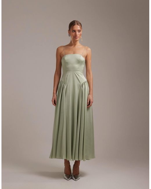 ASOS Women's Natural Bridesmaids Drop Waist Tie Detail Cami Midaxi Dress -  www.magambanetwork.com