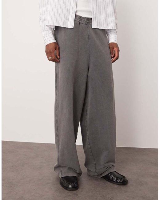 ASOS Gray Balloon Fit Washed joggers With Seam Detail for men