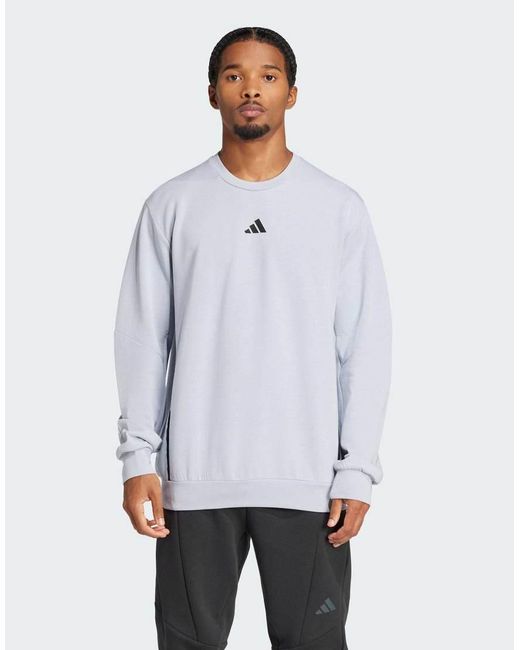 Adidas Originals White Adidas Training D4T Crew Sweatshirt for men
