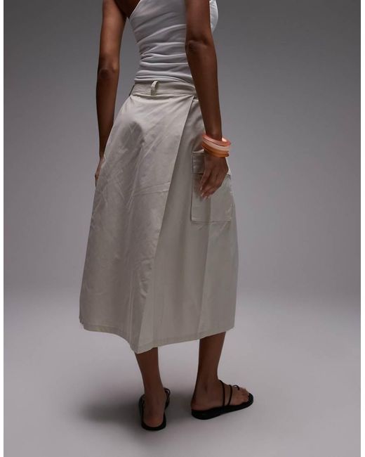 Obey Gray Surface Pleated Cargo Midi Skirt