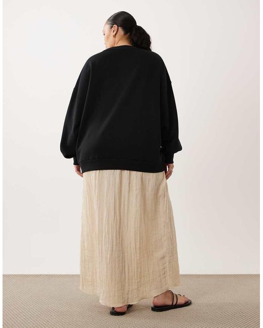 ASOS Black Asos Design Curve Sweatshirt With Hybrid Textured Midi Dress Underlay