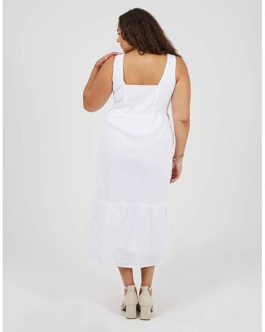 Brave Soul White Curve Broiderie Strappy Maxi Dress