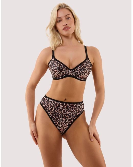 Wolf & Whistle Brown Lorna Leopard Print High Waist Bikini Brief