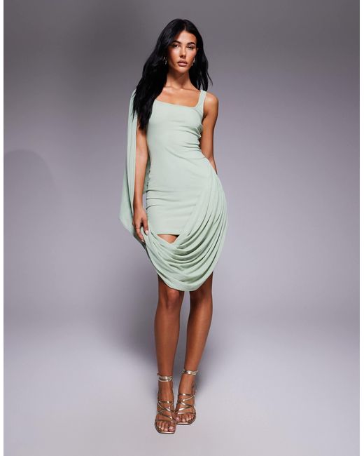 ASOS Blue – drapiertes minikleid aus netzstoff