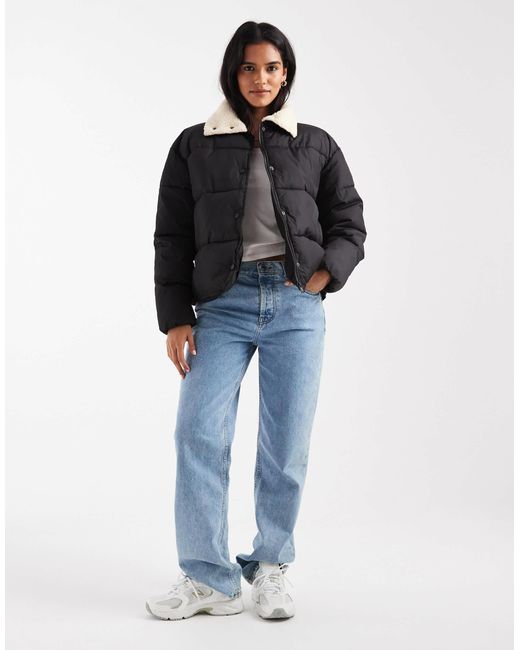 ONLY Black Borg Collar Detail Padded Jacket