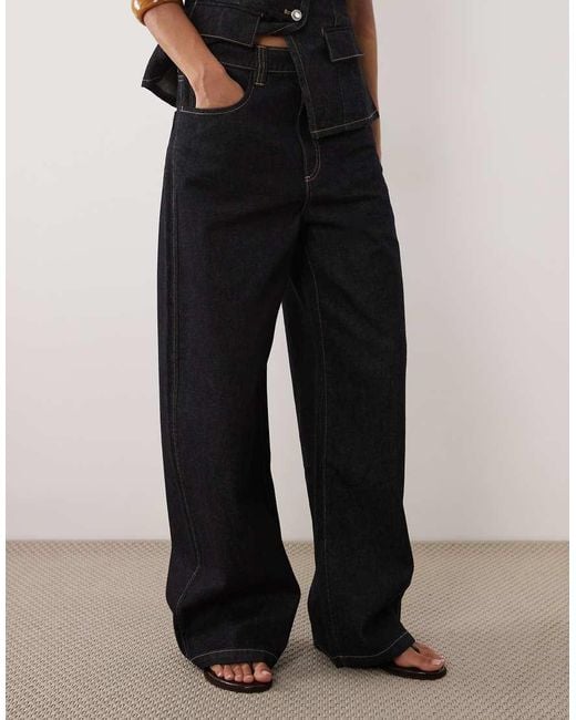 Mango Blue Clemence 100% Cotton Barrel Jean Co-ord