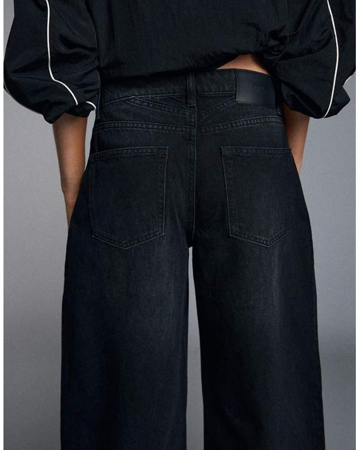 Bershka Black Petite High-Waist Barrel Jeans