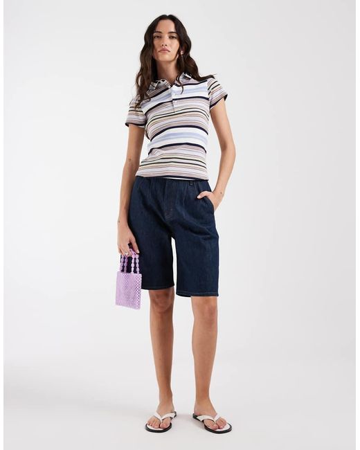 ASOS Blue Shrunken Polo Top