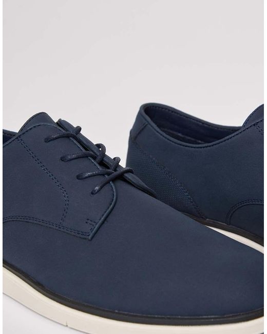 Threadbare Blue Faux Suede Derby Shoes for men