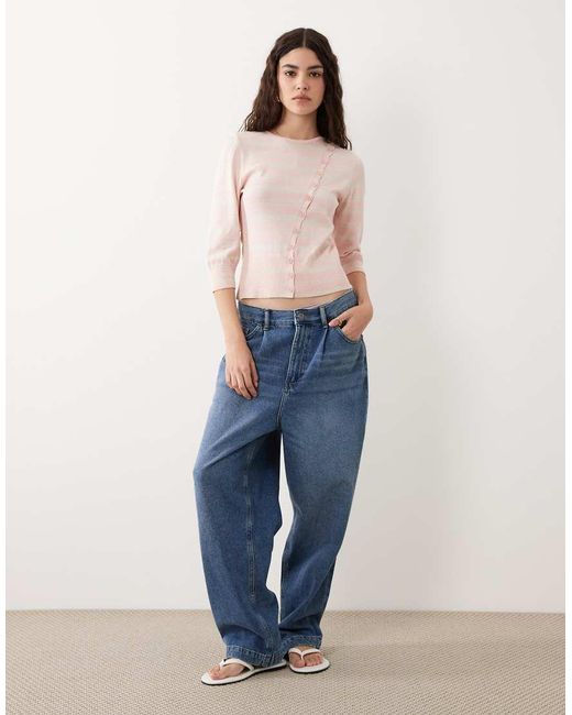ASOS Blue Fine Knit Asymmetrical Cardigan