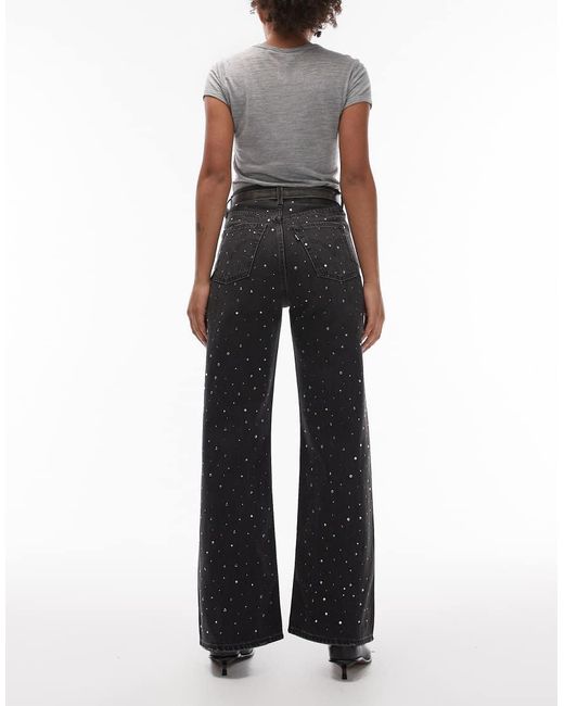 Levi's Black Ribcage Wide Leg Embellished Jeans