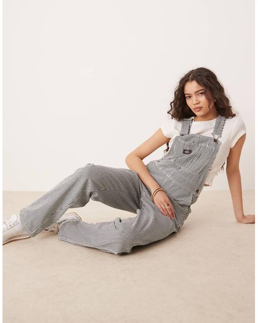 Dickies Natural Classic Hickory Stripe Denim Dungarees