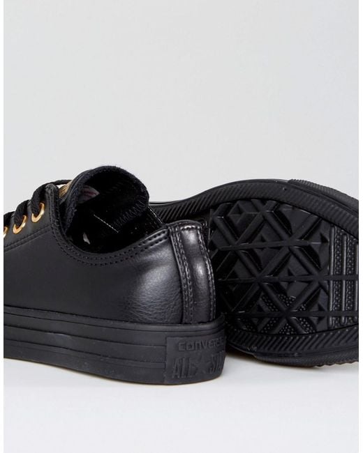 pull Miles Sign Converse Chuck Taylor Dainty Sneakers In Black With Gold Eyelets | Lyst