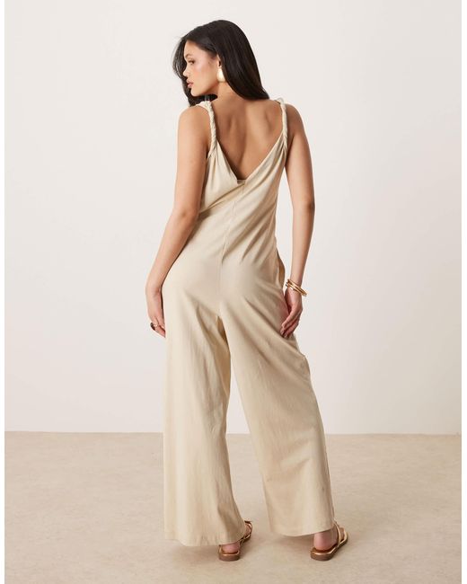 ASOS Natural Twist Shoulder Jumpsuit