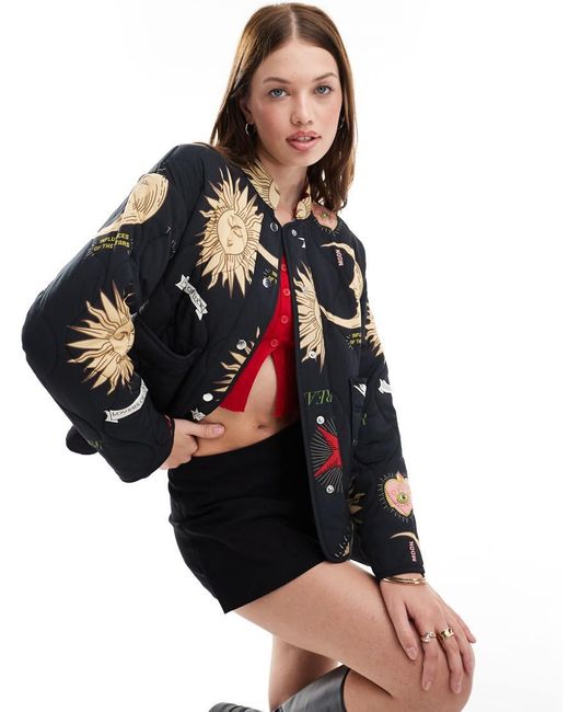 Never Fully Dressed Black Reversible Mystical Quilted Jacket