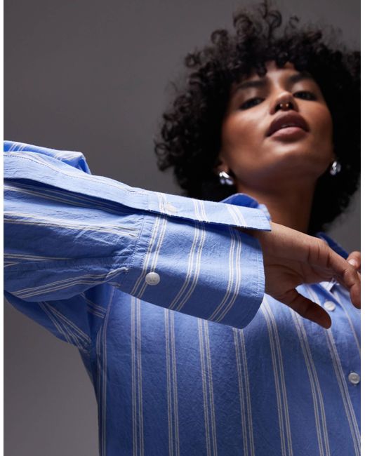 ARKET Blue – maxi-hemdblusenkleid aus reiner baumwolle