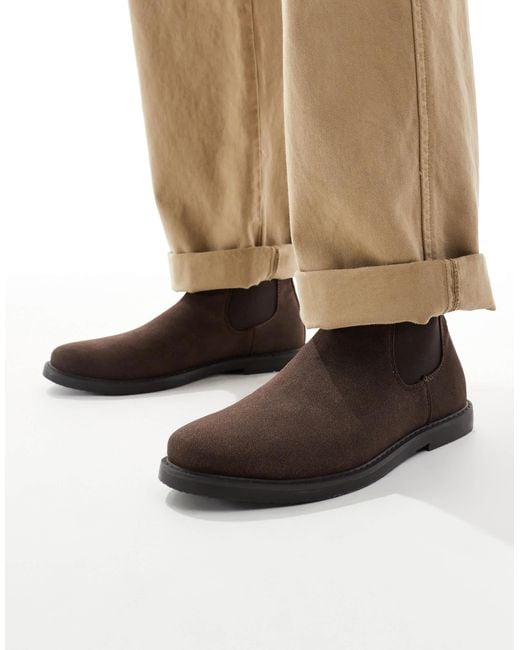 SEQWL Brown Round Toe Chelsea Boots for men