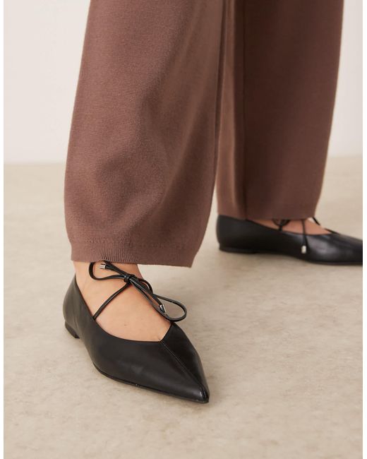 ASOS Brown Lithe Point-toe Ballets With Vamp Tie