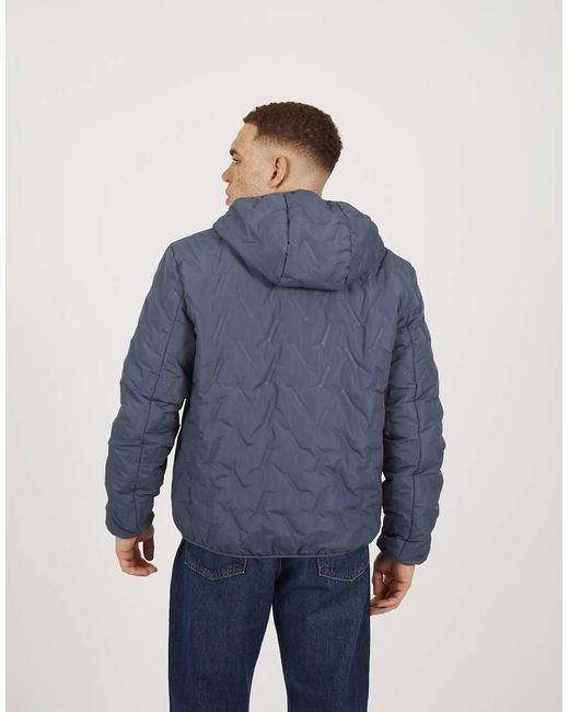 Brave Soul Blue Short Length Hooded Padded Jacket for men