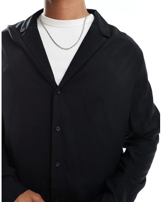 ASOS – kastiges regular fit hemd in Black für Herren