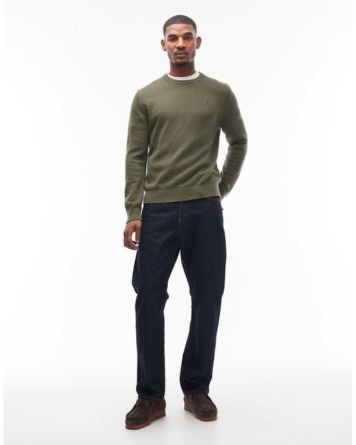 Tommy Hilfiger Green Chest Logo Slim Jumper for men