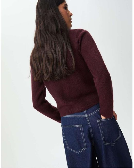 Stradivarius Blue Buttoned Knit Jacket