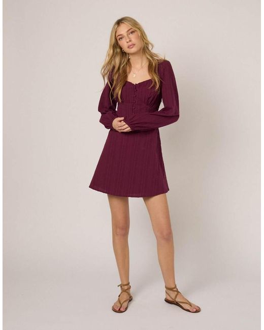 Nobody's Child Purple Long Sleeve Melody Mini Dress