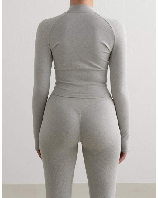 Aim'n Gray Melange Shape Seamless Zip Jacket