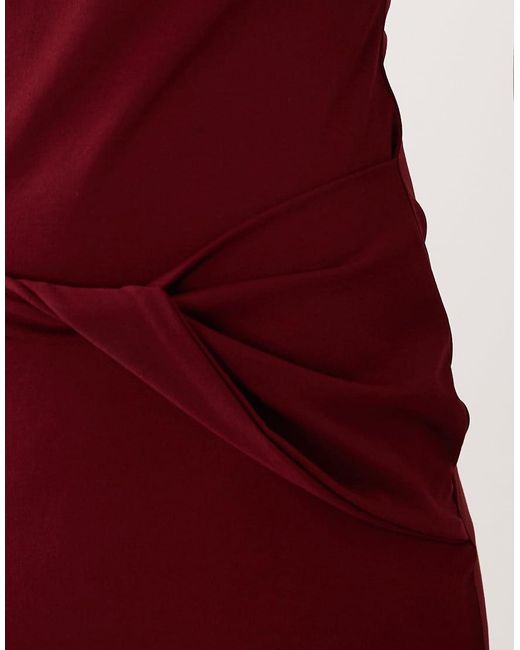 ASOS Red Slash Neck Sleeveless Midi Dress With Twist Detail