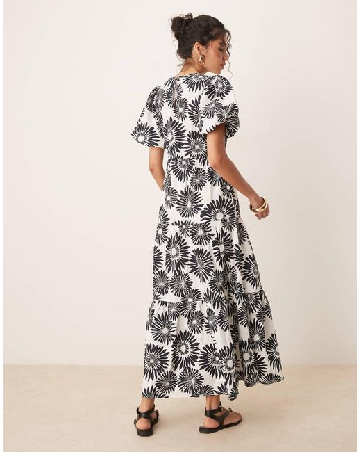 Y.A.S Maxi Jurk Met Pofmouwen in het White