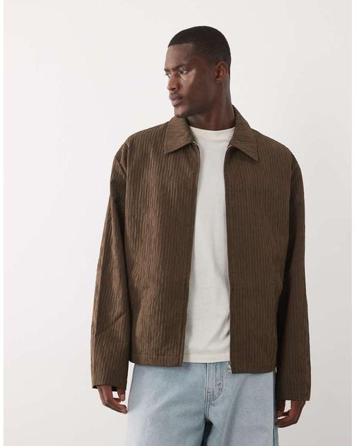 ASOS White Textured Harrington Jacket for men