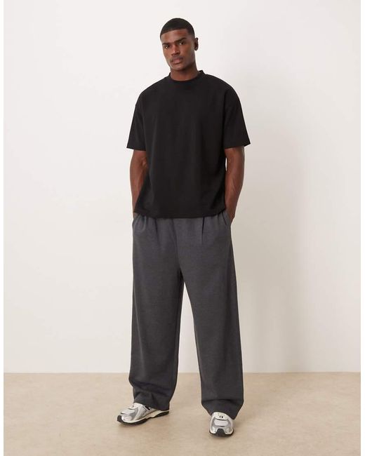 ASOS Black Wide Leg jogger With Pleats for men