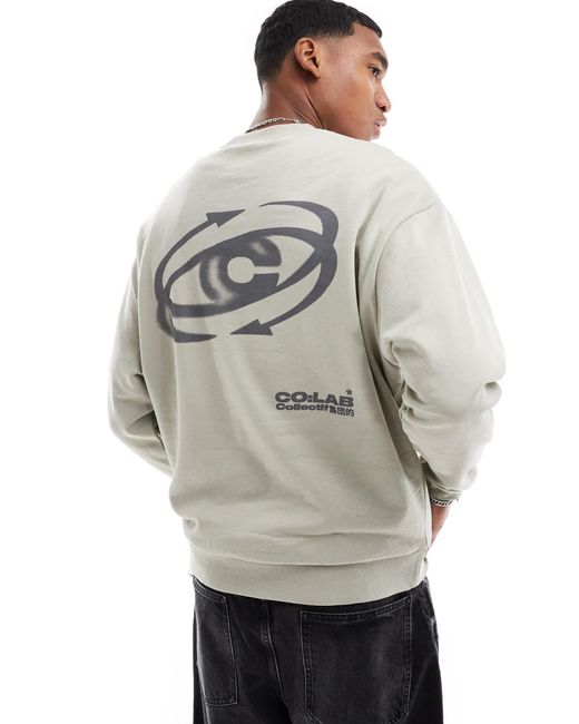 ASOS Gray Oversized Sweatshirt With Print for men