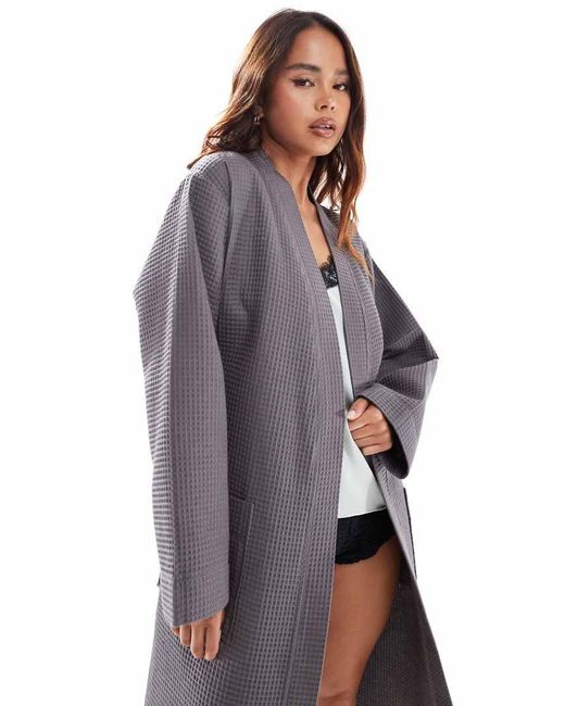 Loungeable Gray Cotton Waffle Robe