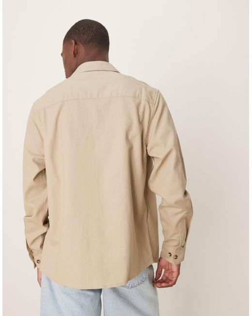 ASOS – baumwoll-hemdjacke in Natural für Herren