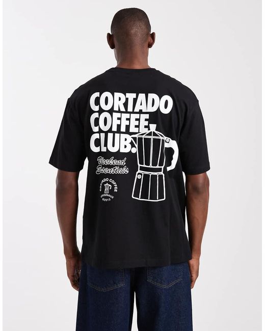 Only & Sons Blue Relaxed Fit T-Shirt With Coffee Back Print for men