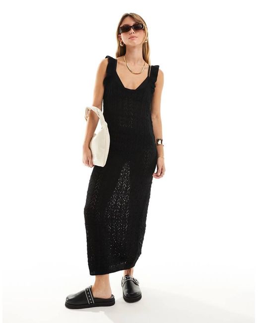 Vila Black Crochet Midaxi Dress