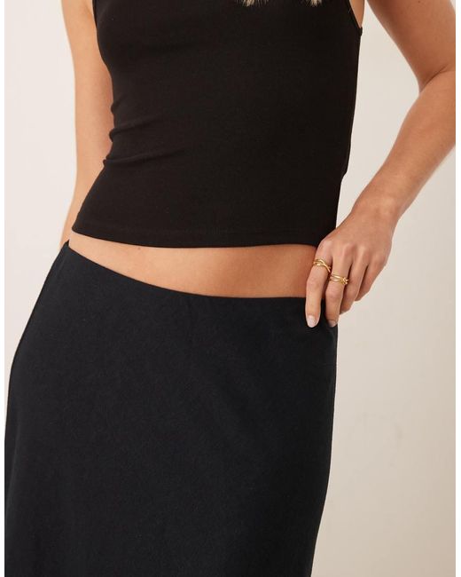 Abercrombie & Fitch Black Bias Cut Linen Blend Maxi Skirt