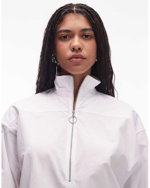 ARKET Oversized Overhemd Met Hoge Kraag En Rits Aan De Voorkant in het White