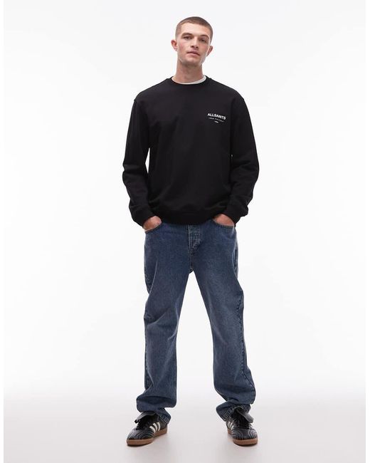 AllSaints Black Underground Crew Sweatshirt for men