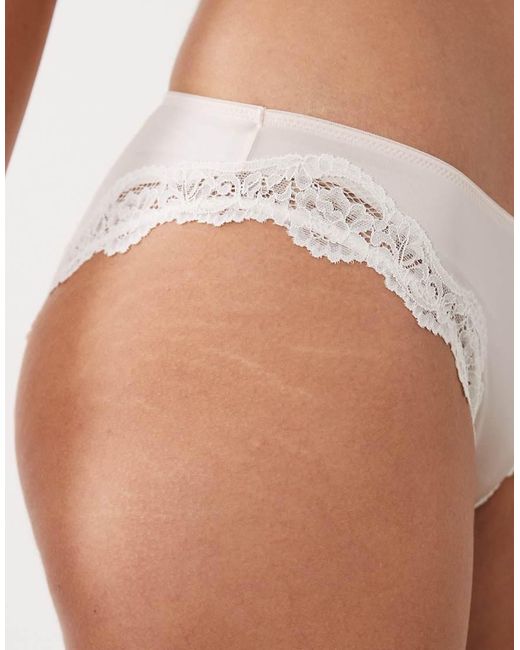 New Look Brown Satin Lace Trim Brazilian Brief