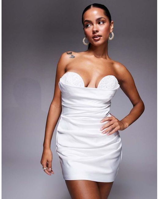Oh Polly White Corset Drape Mini Dress