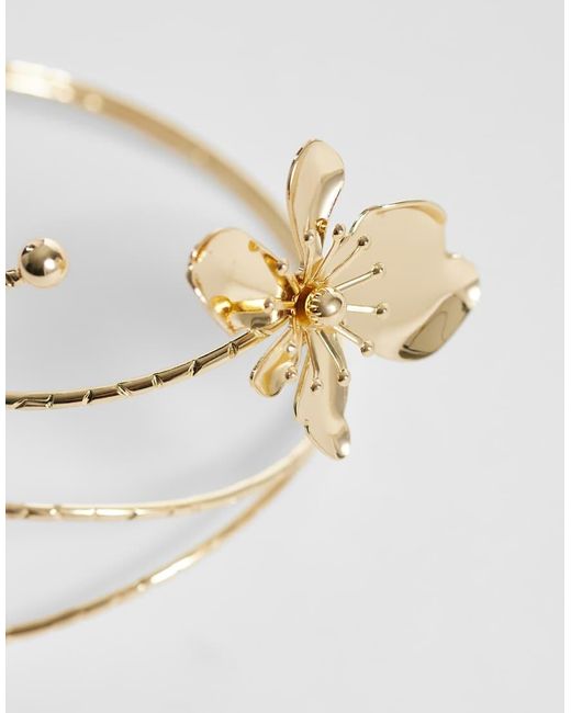 ASOS White Wrap-around Arm Cuff With Floral Detail