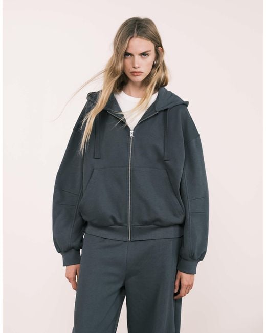 ASOS Blue Co-Ord Zip Through Hoodie With Balloon Sleeve