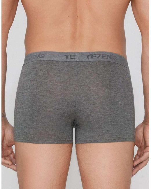 Tezenis Gray Stretch Viscose Boxers With Logo Elastic for men