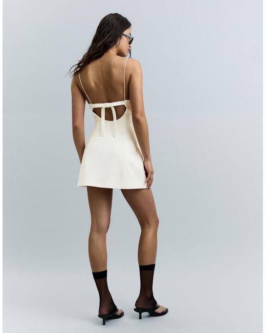 Bershka White Mini Dress With Bow Back