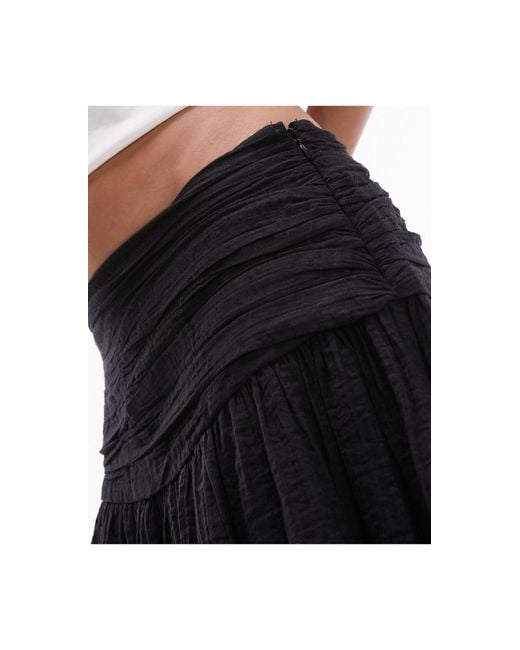 TOPSHOP Black Ruch Waistband Full Hem Maxi Skirt