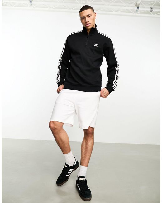 Adicolor classics - felpa nera con 3 strisce e zip corta di Adidas Originals in Black da Uomo